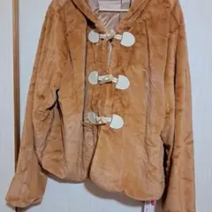 12月入ったら捨てますフード付きダッフルコート ブラウン