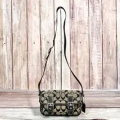 コーチ　COACH　シグネチャー　ショルダーバッグ　ミニ　斜め掛け　ブラック