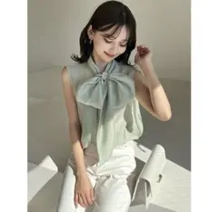 anuans（アニュアンス） 2wayシアーボリュームタイブラウス （MINT）