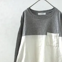 INHERIT Tシャツ 長袖 クルーネック 胸ポケット バイカラー ライン