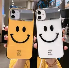iPhone14 ケース ミラーケース TPU スマイルミラー クリア 鏡面