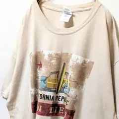 ギルダン サンディエゴカリフォルニアリパブリック TシャツベージュXL古着