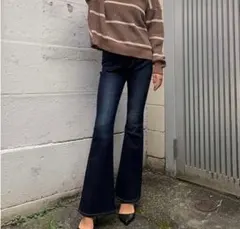 ECOIST ブーツカットデニム ダークブルー美品