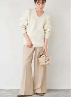 美品　Plage WOOL Uネック プルオーバー F アイボリー