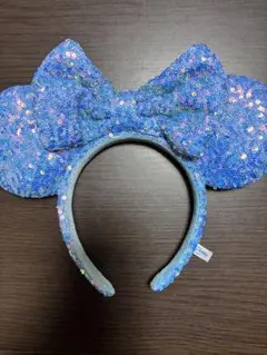 ミニーマウス風カチューシャ 青色 スパンコール