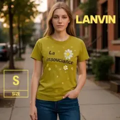 【美品】LANVIN 花刺繍Tシャツ 綿100%　サイズ38 ライムグリーンのサムネイル