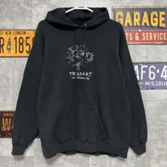 ♾*！様 Lee プリントパーカー ブラック L グラフィック 古着