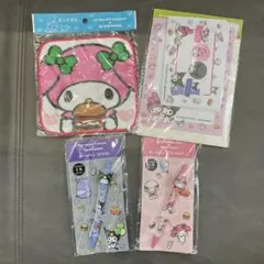 【4点】モスバーガー×マイメロディ クロミボールペン ミニタオル おてがみセット