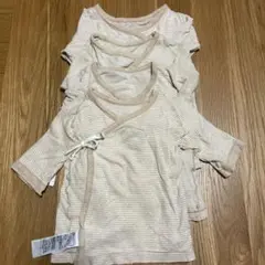【60】無印良品 短肌着 長袖 4枚セット 紐タイプ 綿100%