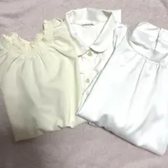 ホワイトブラウス3枚セット　バンドカラー　丸襟　フリル　ハニーズ　ビス