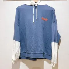 WEGO メンズ パーカー バイカラー パーカー 青色 フリーサイズ