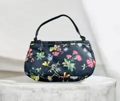 花柄ネイビー　ミニショルダーバッグ レスボートサック　美品