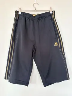 アディダス ハーフパンツ ジャージ M 黒ゴールド CLIMALITE スポーツ