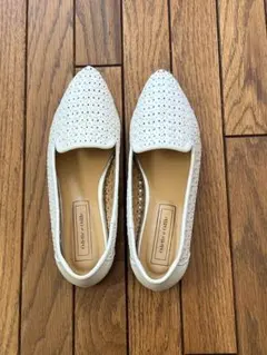 Odette e Odile 革製ホワイトメッシュフラットシューズ