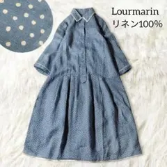 Lourmarin ルールマラン 麻 リネン ワンピース ブルー ドット 春夏のサムネイル