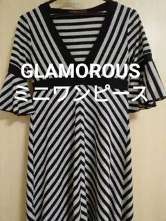 GLAMOROUS ストライプ ミニワンピース チュニック 黒 グレーのサムネイル