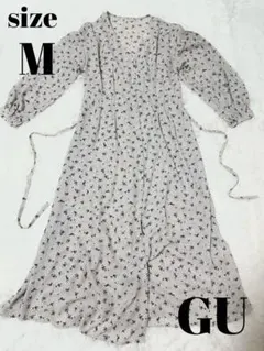 GU 花柄 ロングワンピース ベルト Mサイズ