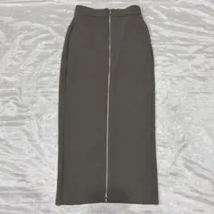 新品未使用 GU フロントジップナローロングスカート【M】オリーブ ジーユー