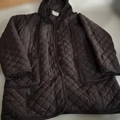 フード付きキルティングジャケット LL ダークブラウン
