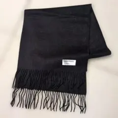カシミヤ マフラー 黒 フリンジ付き