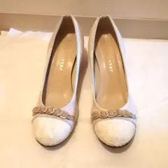 ジェリービーンズ レース パンプス 24cm 白 ベージュ