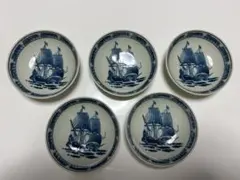 古道具 染付印判皿 6客セット 鶴と松 窓絵 時代和食器 22cm - メルカリ