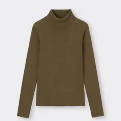 GU リブタートルネックセーター(長袖) ブラウン Sサイズ