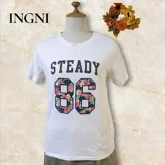 INGNI 半袖Tシャツ M 花柄ロゴ STEADY 86 白 Mのサムネイル