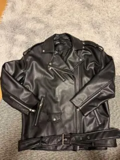 美品】ZARA フェイクレザー ライダースベスト オーバーサイズ XL