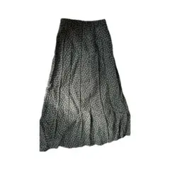 総柄 花 草 レトロ 昭和 スカート ブラック レディース M相当 ロング