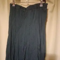 ダークグリーン プリーツロングスカート LLサイズ