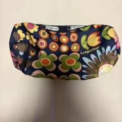 レスポートサックポーチ　ネイビー　花柄　カラフル 円柱型