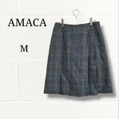 AMACA（アマカ）チェック柄 ウール膝丈スカート 38サイズ Mのサムネイル
