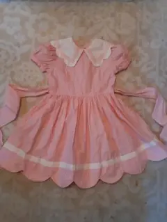 シャーリーテンプル　ピンク スカラップ襟 ワンピース