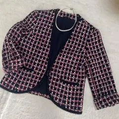 美品 ANAYI アナイ ツィードジャケット ノーカラージャケット 38サイズ