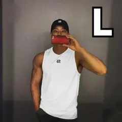メンズ タンクトップ 白 L トレーニング 筋トレ スポーツ 速乾 吸汗