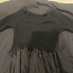 ブラック 長袖 カットソーワンピース