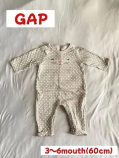 GAP✨️猫の顔刺繍 ドット ロンパース 3〜6ヶ月 (60cm)