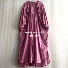 コットンボイルギャザーワンピース　earth music &ecology