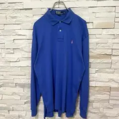 ラルフローレン 長袖ポロシャツ 海外古着90s ピンクポニー刺繍