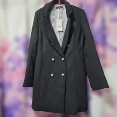 rienda ブラック ダブルブレストコート M