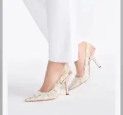 【即完売•現行】Dior J'Adiorスリングバックパンプス アイボリーヒール