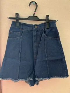 Heather ダークデニム フリンジヘム ショートパンツ F
