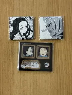 お楽しみくじ スクエア缶バッジ　シール鬼滅の刃 禰豆子　鱗滝　炭治郎