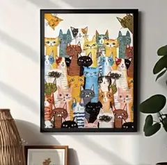 ★ 猫の集い イラスト★ フレーム無し 　アート　壁飾り　ポスター　ねこ　新品