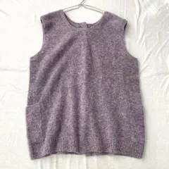 【イコールワン】ニットベスト バックボタン サイドポケット 毛アルパカ混 F