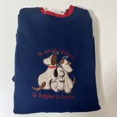 【MC sportswear】襟付きスウェットシャツ ネイビー 犬 US古着
