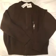 クルーネック フルジップ カーディガン 38 ダークブラウン L