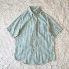 ブルックスブラザーズ 美品 S/S リネンストライプシャツ 古着 ヴィンテージ