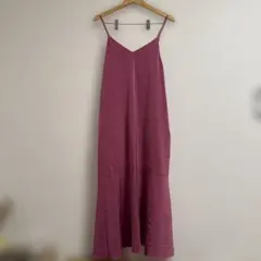 GU ポケット付きVネックキャミワンピース　ピンクワンピース　XL